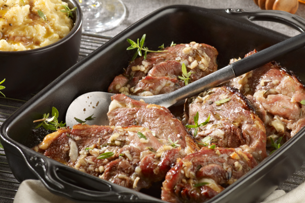 Selle d'agneau au miel & purée de pois chiches